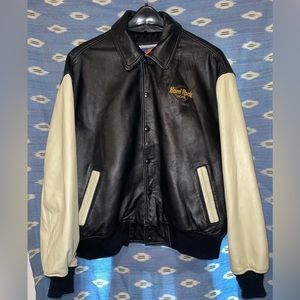 Hard Rock Cafe Las Vegas Vintage 90’s Leather Bomber Jacket 3X